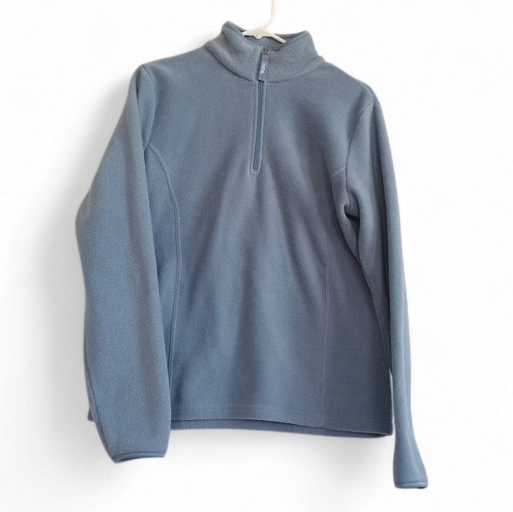 Pb Basics Slate Blue Half-Zip Fleece Warm Cozy Gorp Activewear Hiking Layers LG
